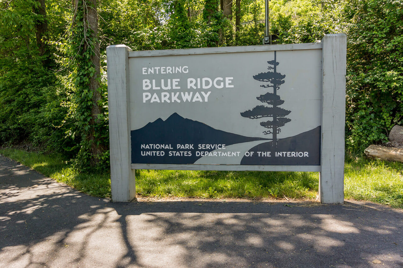 Blue Ridge Parkway sign near Maggie Valley, North Carolina