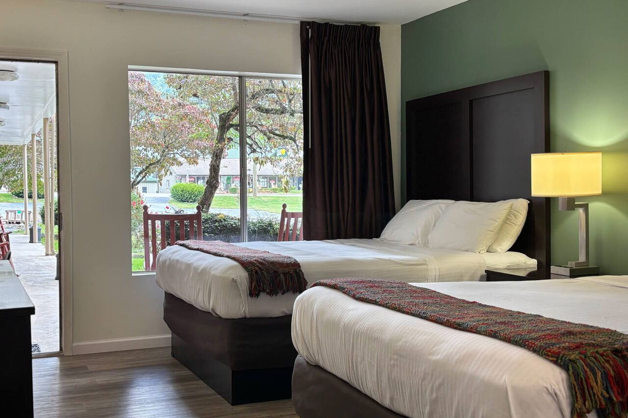 Two Queen room, renovated with a view, at Castlewood Inn, Maggie Valley